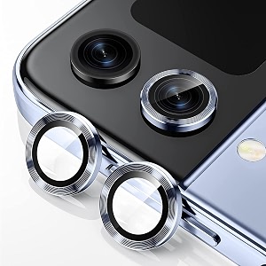 zarala camera lens screen protector for samsung galaxy z flip5 5g alloy matelic anti scratch camera ring for galaxy z flip5 5g blue