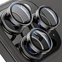 ZARALA For iPhone 15 Pro/iPhone 15 Pro Max Camera Lens Protector,[Keep Original Shooting] Shatterproof 9H Tempered Glass Camera Screen Protector Metal Ring Cover Film Accessories,Black
