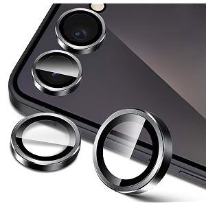 zarala camera lens frame glass compatible with samsung galaxy z flip7 5g tempered glass aluminum alloy frame individual camera lens protector cover z flip7 5g black