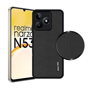 zarala super frosted shield pro back silicone soft mobile case compatible with realme narzo n53 dotted slim-fit design tpu shockproof cover realme narzo n53 black