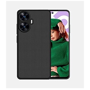 zarala super frosted shield pro back silicone soft mobile case compatible with realme c55 dotted slim-fit design tpu shockproof cover realme c55 black