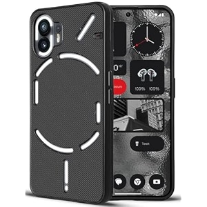 zarala super frosted shield pro back silicone soft mobile case compatible with nothing phone 2 dotted slim-fit design tpu shockproof cover black