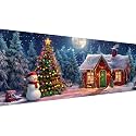 Zariocy 5D Large Diamond Art Kits for Adults Christmas Tree House, DIY Diamond Painting Art Round Full Drill Crystal Diamond Embroidery Paintings Arts Craft for Home Office Wall Decor 31.5x11.81 inch