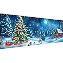 Zariocy 5D Large Diamond Art Kits for Adults Christmas Night Scene, DIY Diamond Painting Art Round Full Drill Crystal Diamond Embroidery Paintings Arts Craft for Home Office Wall Decor 31.5x11.81 inch