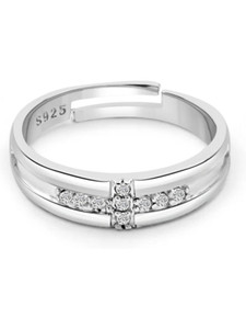 zarkan zarkan 925 silver  american diamond ring for men silver rhodium plated ring