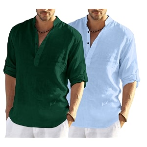 men39s cotton blend casual kurta shirt regular fit full sleeve short straight kurta shirt for men