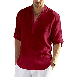 men39s cotton blend casual kurta shirt regular fit full sleeve short straight kurta shirt for men