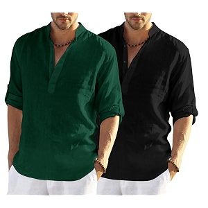 men39s cotton blend casual kurta shirt regular fit full sleeve short straight kurta shirt for men