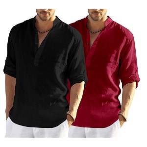 men39s cotton blend casual kurta shirt regular fit full sleeve short straight kurta shirt for men