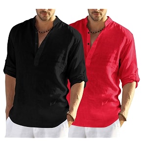 men39s cotton blend casual kurta shirt regular fit full sleeve short straight kurta shirt for men
