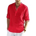 Men's Cotton Blend Casual Kurta Shirt, Regular fit Full Sleeve Short Straight Kurta Shirt for Men