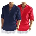 Men's Cotton Blend Casual Kurta Shirt, Regular fit Full Sleeve Short Straight Kurta Shirt for Men