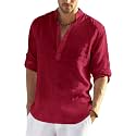 Men's Cotton Blend Casual Kurta Shirt, Regular fit Full Sleeve Short Straight Kurta Shirt for Men