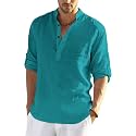 Men's Cotton Blend Casual Kurta Shirt, Regular fit Full Sleeve Short Straight Kurta Shirt for Men
