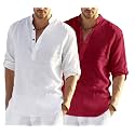 Men's Cotton Blend Casual Kurta Shirt, Regular fit Full Sleeve Short Straight Kurta Shirt for Men