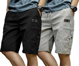 ZARTHA Solid Men Black Grey Cargo Shorts