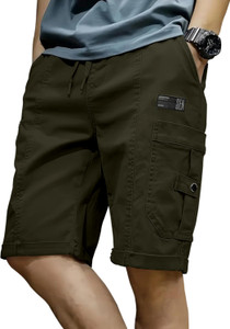 ZARTHA Solid Men Dark Green Cargo Shorts