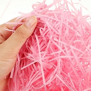 zarwani shredded paper grass confetti for hamper basket filling gift box packing christmas project diy use raffia crinkle paper strips pink 400gram