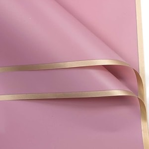 zarwani - 10 sheets korean style waterproof pink bouquet wrapping paper 58cm x 58cm 60 microns  golden border design giftwrap for flowers amp christmas gift wrapping paper 10 nauve pink close