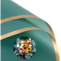 Zarwani - 10 Sheets Korean Style Waterproof Light Green Bouquet Wrapping Paper (58cm x 58cm, 60 Microns) | Golden Border Design, Giftwrap for Flowers &amp; Gift Wrapping Paper (10, Gold Border L Green)