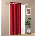 ZATCHBELL 1 Piece Solid Eyelet Crush Polyester Home &amp; Living Room Door Curtains - 8 Feet, Maroon