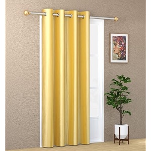 zatchbell 1 piece solid eyelet long crush polyester home amp living room long door curtains - 9 feet yellow