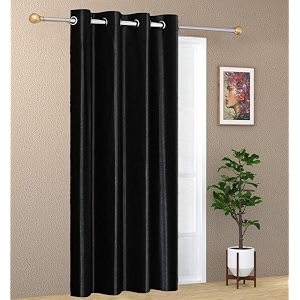 zatchbell 1 piece solid eyelet long crush polyester home amp living room door curtains - 7 feet black