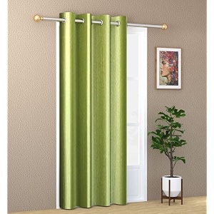 zatchbell 1 piece solid eyelet long crush polyester home amp living room door curtains - 7 feet pista green
