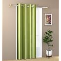 ZATCHBELL 1 Piece Solid Eyelet Long Crush Polyester Home &amp; Living Room Door Curtains - 7 Feet, Pista Green