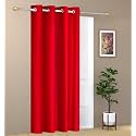 ZATCHBELL 1 Piece Solid Eyelet Long Crush Polyester Home &amp; Living Room Window Curtains - 5 Feet, Red