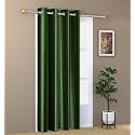 ZATCHBELL 1 Piece Solid Eyelet Long Crush Polyester Home & Living Room Door Curtains - 7 Feet, Dark Green