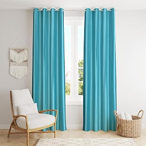 zatchbell polyester solid long crush plain door curtain 8 feet aqua-set of 2