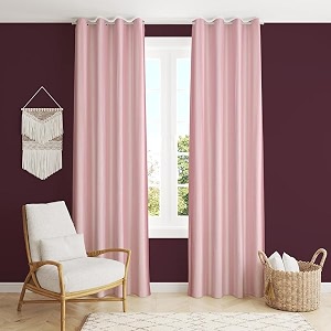 zatchbell polyester solid long crush plain door curtain 7 feet light pink-set of 2