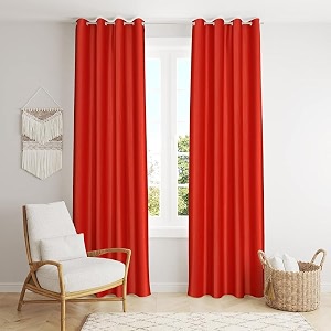 zatchbell polyester solid long crush plain window curtain 6 feet red-set of 2