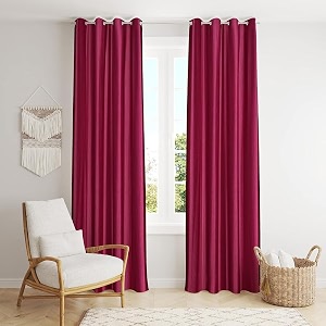 zatchbell polyester solid long crush plain window curtain 5 feet wine-set of 2