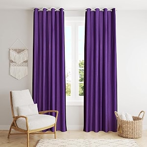 zatchbell polyester solid long crush plain door curtain 7 feet purple-set of 2