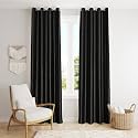 ZATCHBELL Polyester Solid Long Crush Plain Window Curtain, 6 Feet, Black-Set of 2