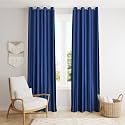 ZATCHBELL Polyester Solid Long Crush Plain Long Door Curtain, 10 Feet, Blue-Set of 2