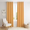 ZATCHBELL Polyester Solid Long Crush Plain Window Curtain, 6 Feet, Golden-Set of 2