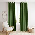 ZATCHBELL Polyester Solid Long Crush Plain Window Curtain, 6 Feet, Dark Green-Set of 2
