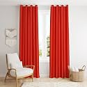 ZATCHBELL Polyester Solid Long Crush Plain Long Door Curtain, 9 Feet, Red-Set of 2