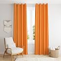 ZATCHBELL Polyester Solid Long Crush Plain Long Door Curtain, 9 Feet, Orange-Set of 2