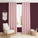 ZATCHBELL Polyester Solid Long Crush Plain Long Door Curtain, 10 Feet, Light Pink-Set of 2