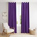 ZATCHBELL Polyester Solid Long Crush Plain Long Door Curtain, 10 Feet, Purple-Set of 2