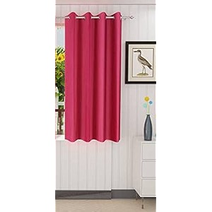 zatchbell polyster solid long crush plain window curtain 6 feet pink-pack of 1pc