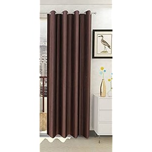 zatchbell polyster solid long crush plain door curtain 7 feet brown-pack of 1pc