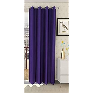 zatchbell polyster solid long crush plain long door curtain 10 feet purple-pack of 1pc