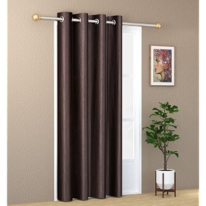 zatchbell 1 piece solid eyelet long crush polyester home amp living room window curtains - 6 feet brown