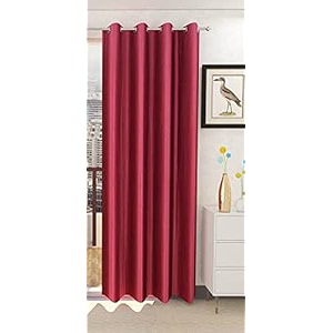 zatchbell polyster solid long crush plain door curtain 8 feet maroon-pack of 1pc