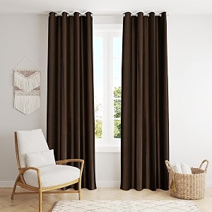 zatchbell polyster solid long crush plain window curtain 5 feet brown-set of 2